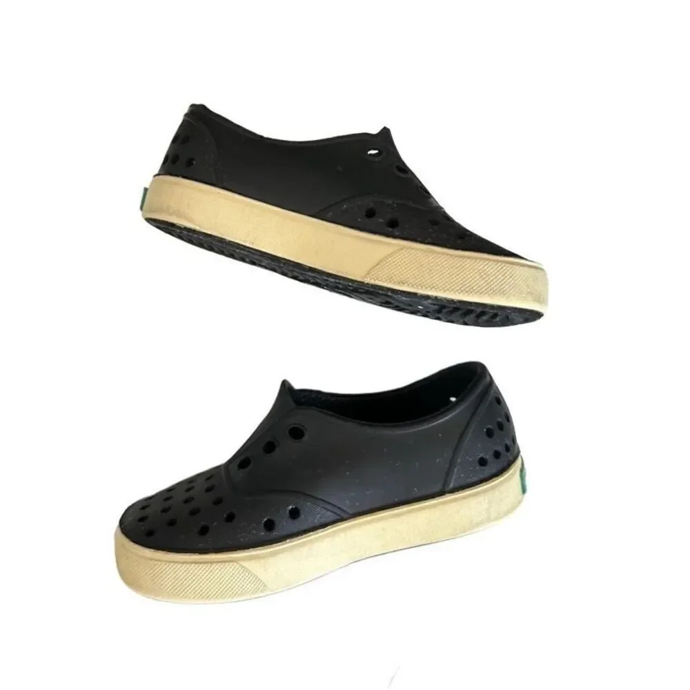 Native Miller Toddler Kids C7 Black and Cream Slip On Water Shoes